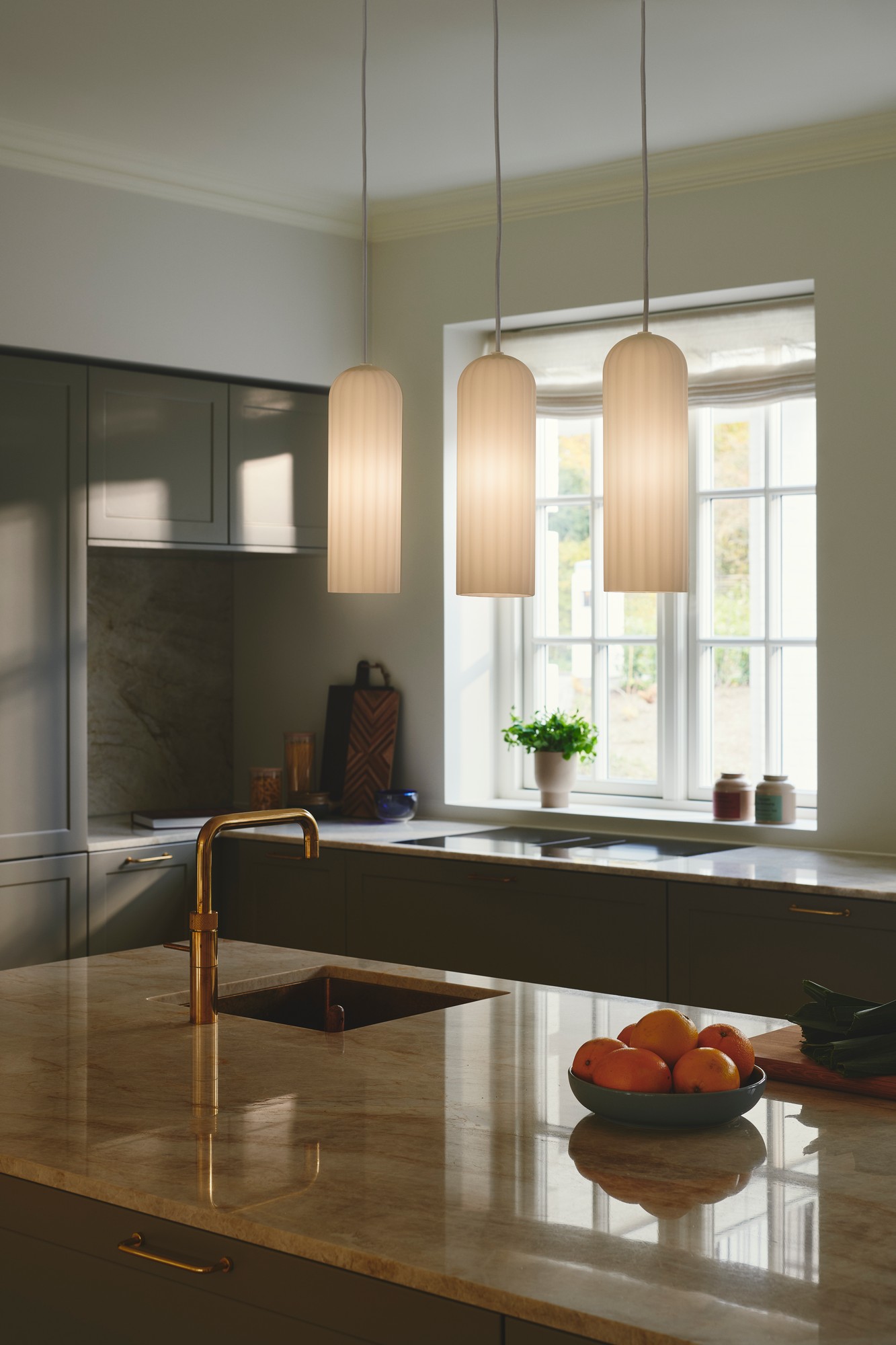 Quitani hanglamp Tolu, nikkel, lengte 118 cm
